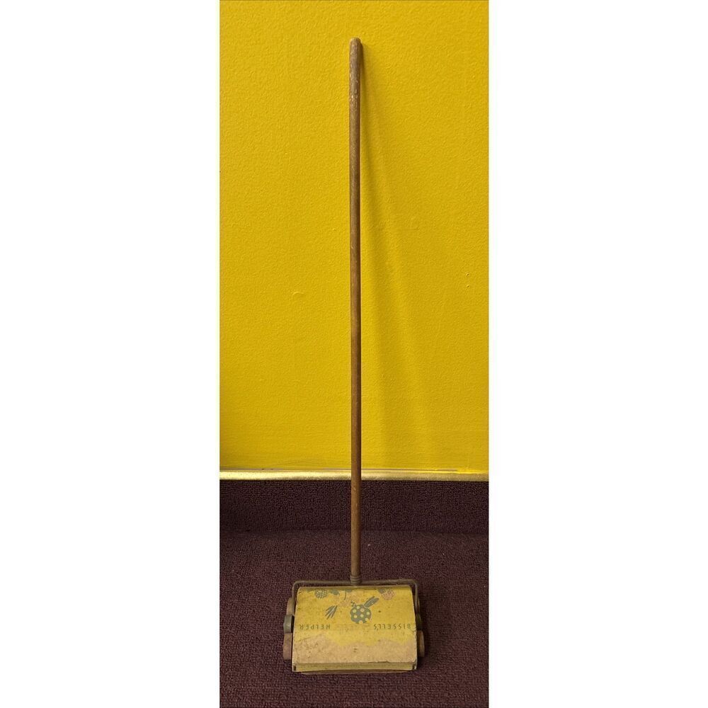 Vintage Hi-Low Bissell's Little Helper Children's Carpet Sweeper - Rare Yellow